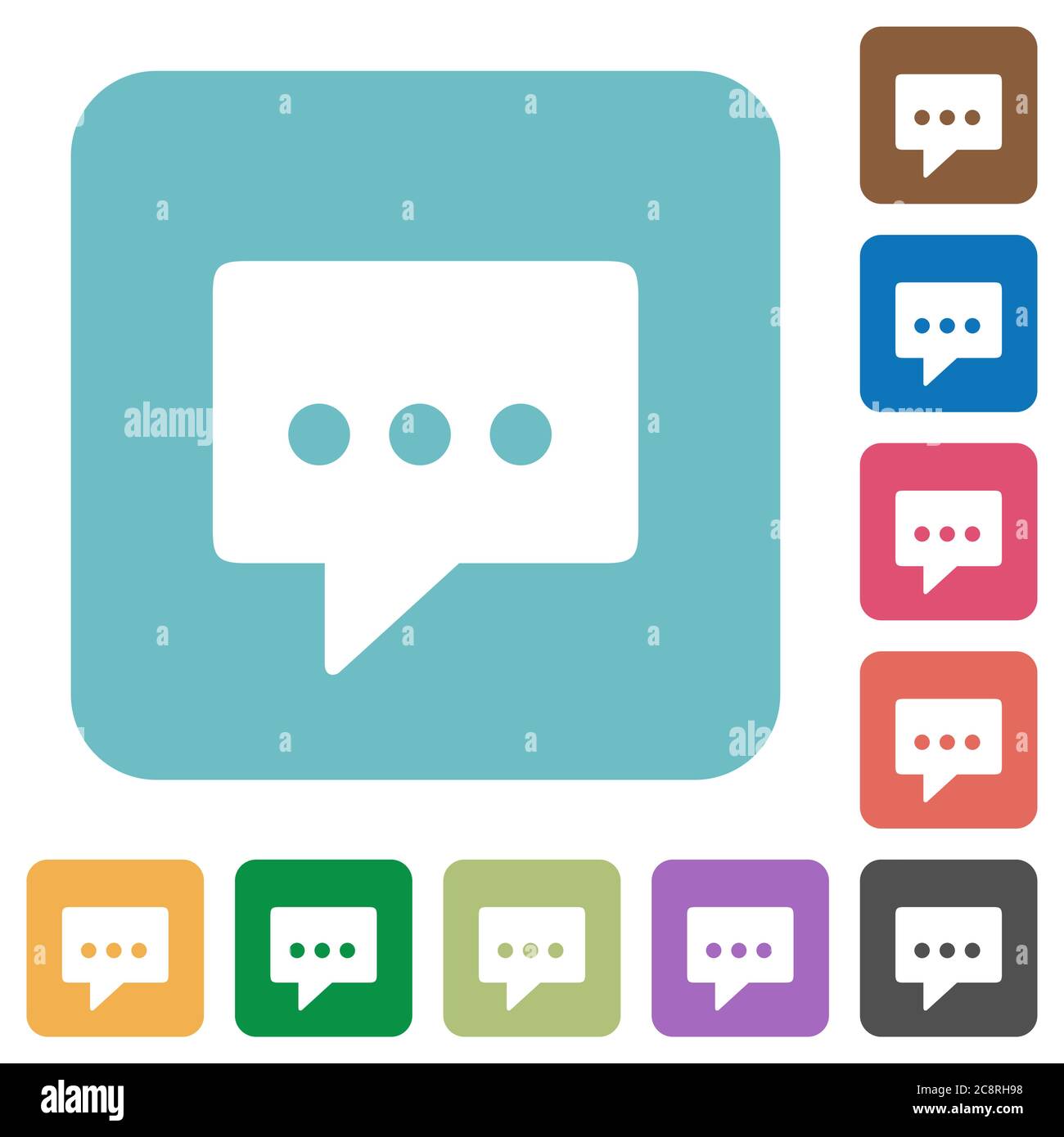Flat working chat icons on rounded square color backgrounds Stock ...