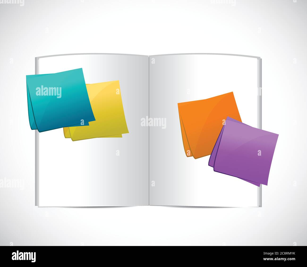 Book and color post notes illustration design over a white background ...
