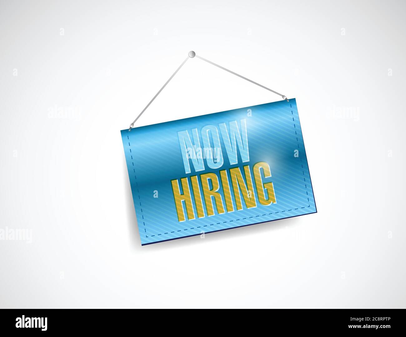 Now hiring hanging banner illustration design over a white background ...