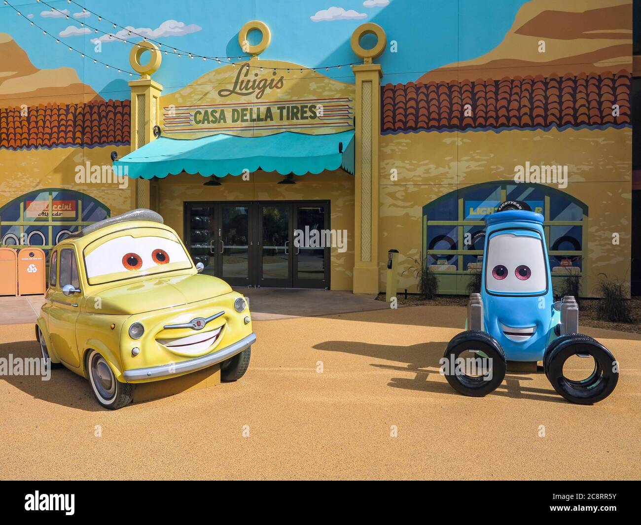 ORLANDO, FLORIDA – December 21st, 2015 – Luigi and Guido from Cars at Disney's Art of Animation Resort in Walt Disney World Stock Photo