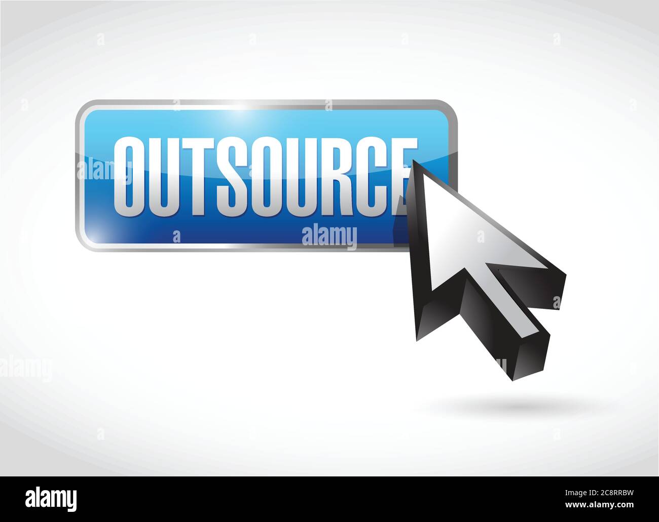 Outsource button illustration design over a white background Stock Vector