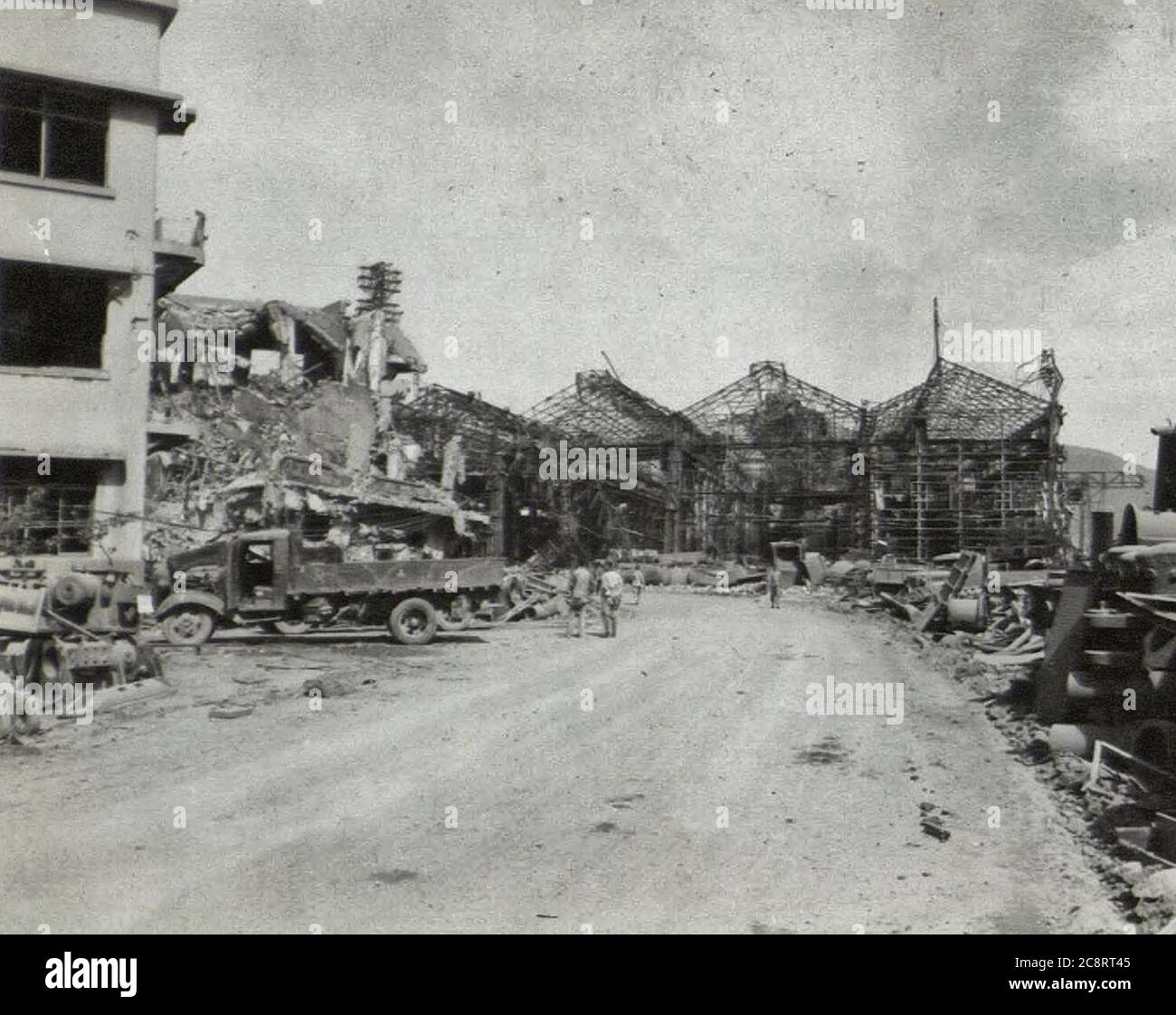 Scene in the city of Hiroshima, Japan after the Atomic Bomb attack - late 1945 or early 1946 Stock Photo