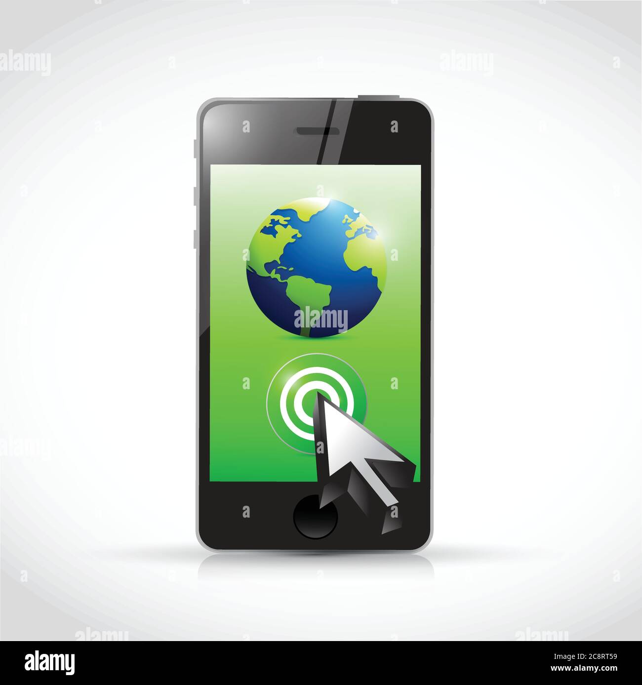 Phone globe and cursor illustration design over a white background Stock Vector