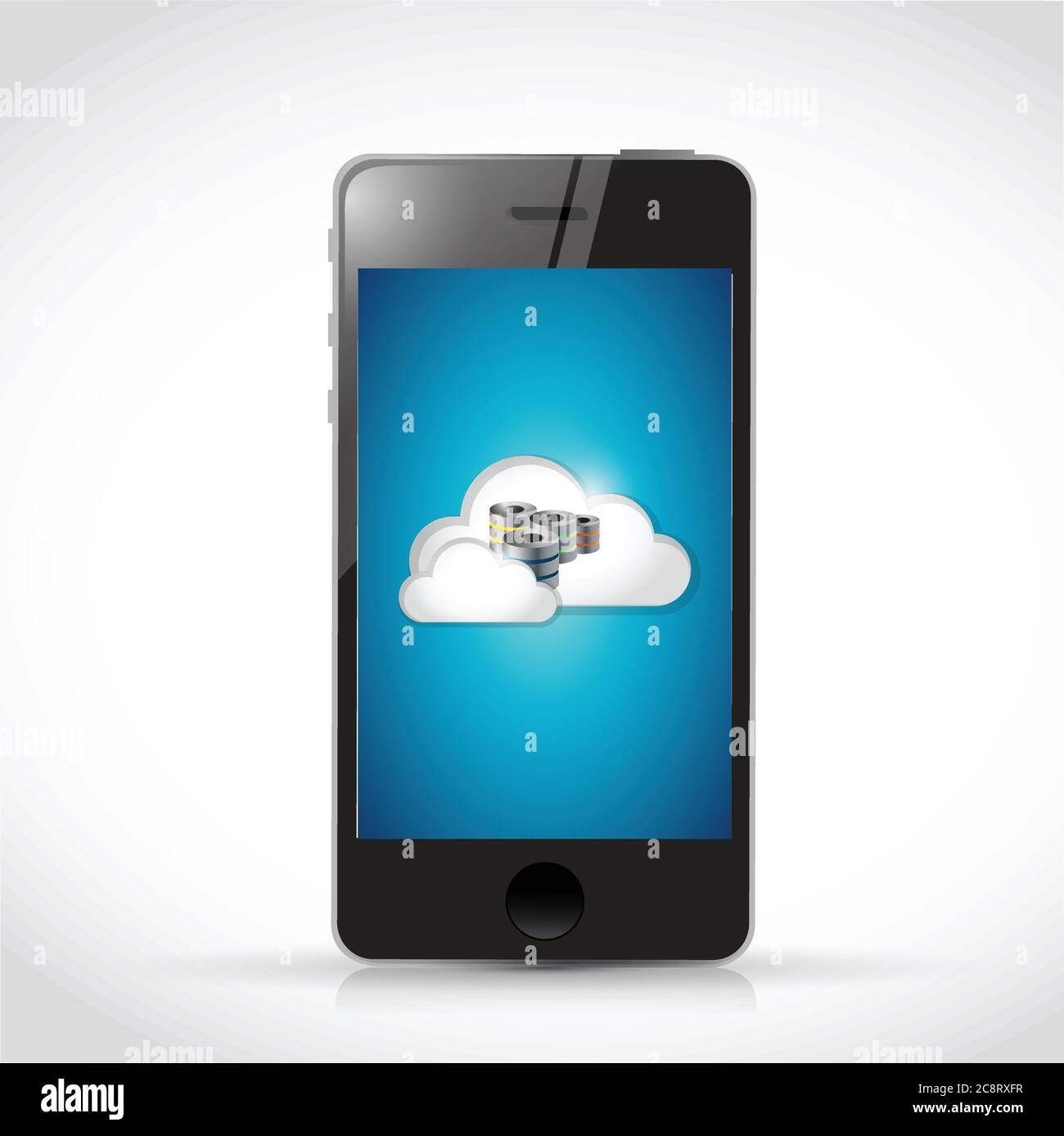 Smart phone server data access illustration design over a white