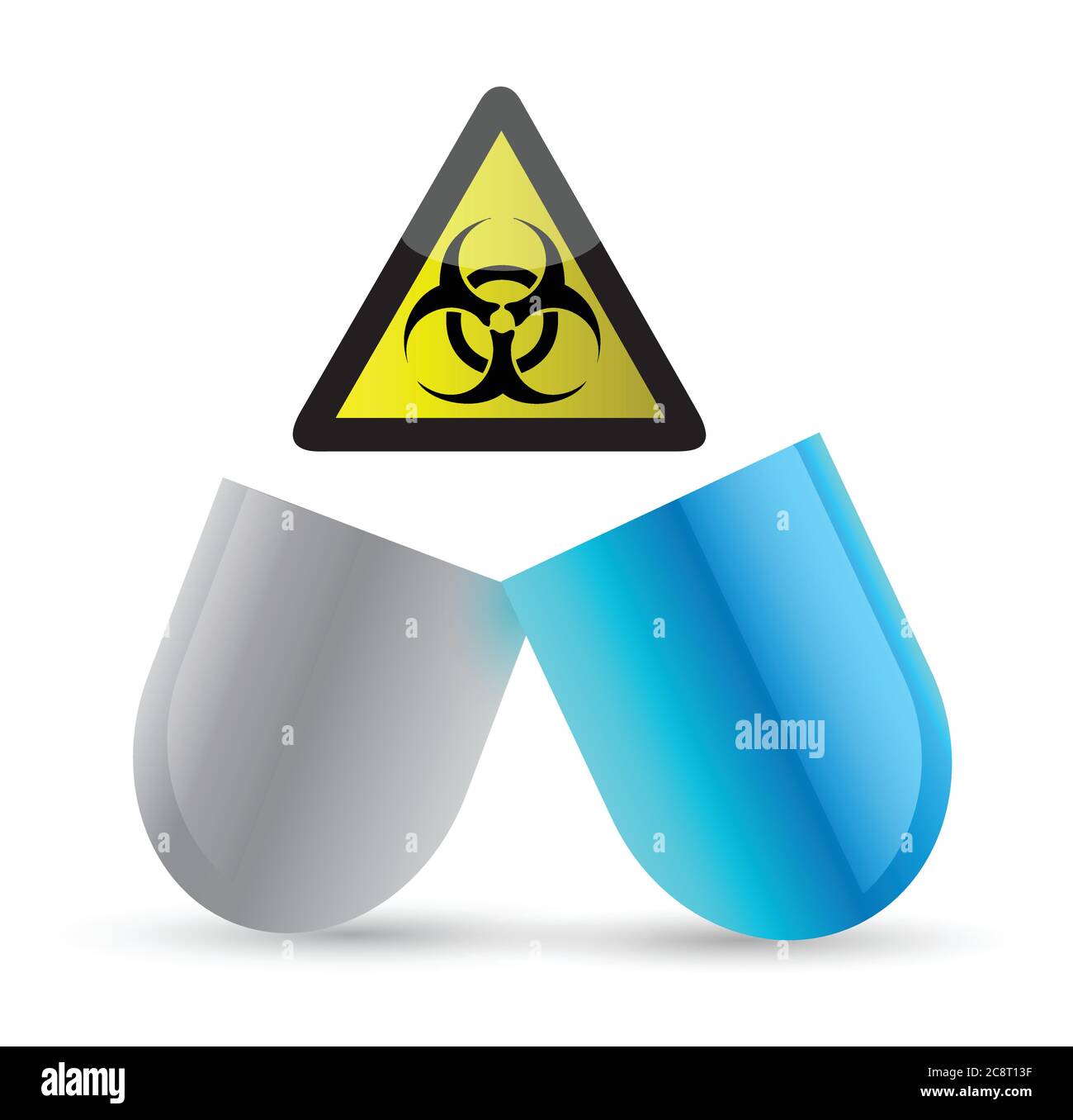 Pill and bio hazard symbol illustration design over a white background Stock Vector