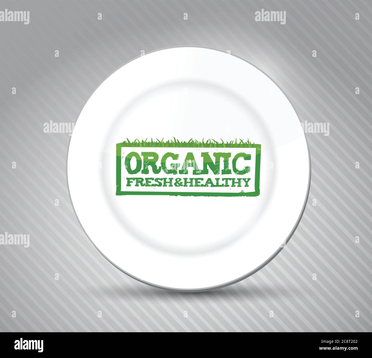 Organic fresh and healthy sign on a plate illustration design over a white background Stock Vector