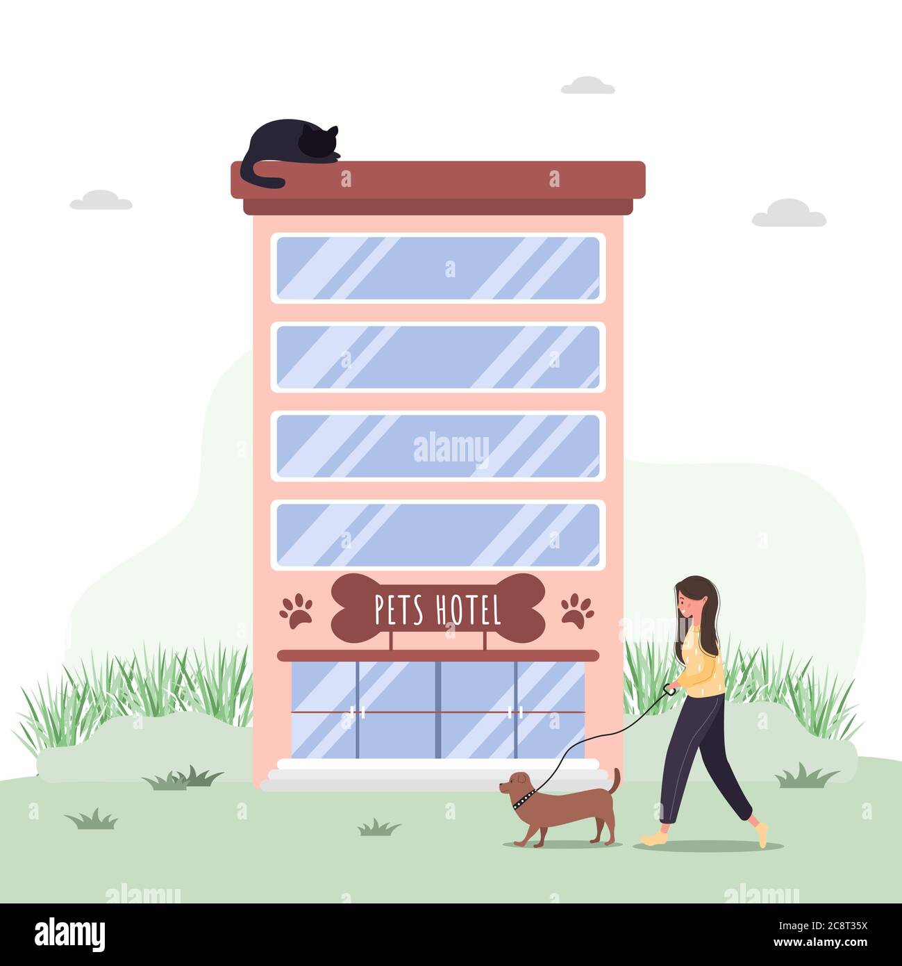 Pets hotel. Veterinary hospital services and domestic animals hotels