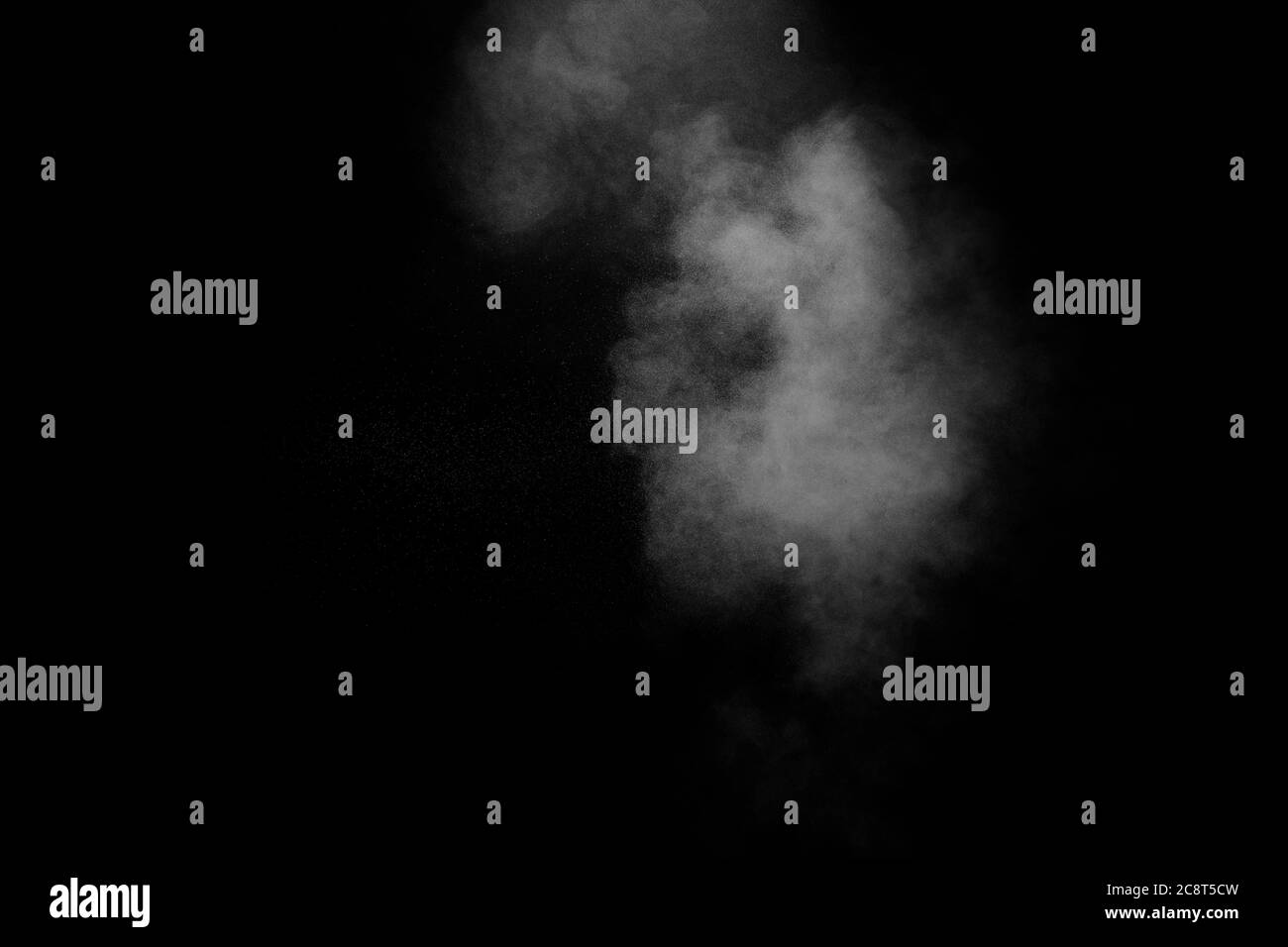 White dust cloud in the air.Abstract white powder explosion against