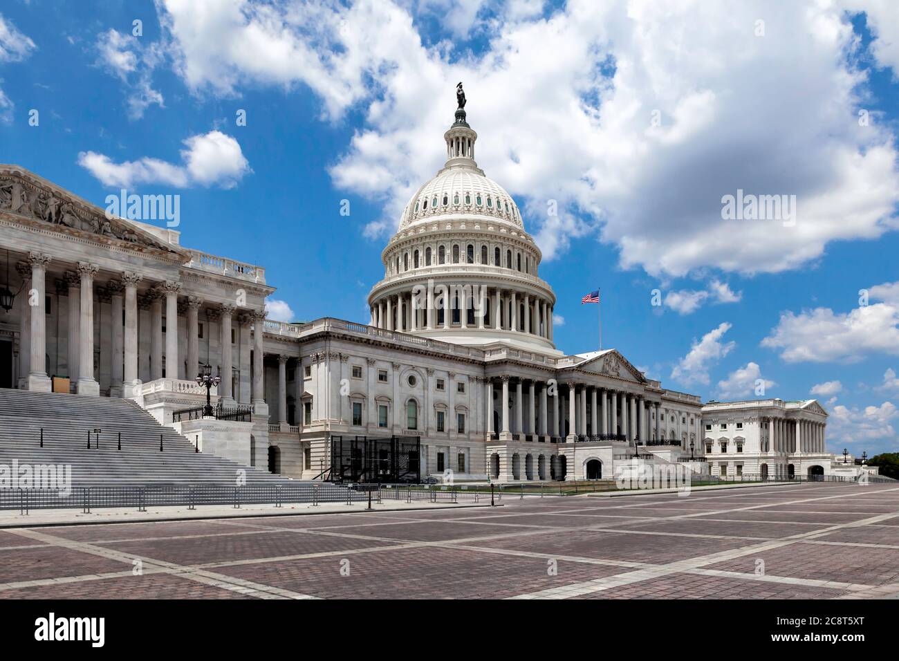 View of the east side of the U.S. Capitol and plaza on Independence Day, Washington, DC, United States Stock Photo
