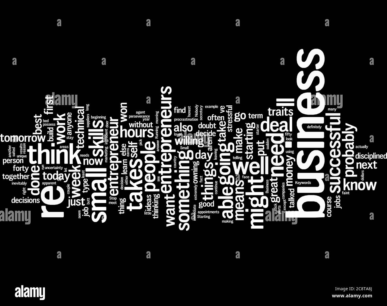 Word Cloud Summary Of Article Thinking About Starting A Small Business Stock Photo Alamy