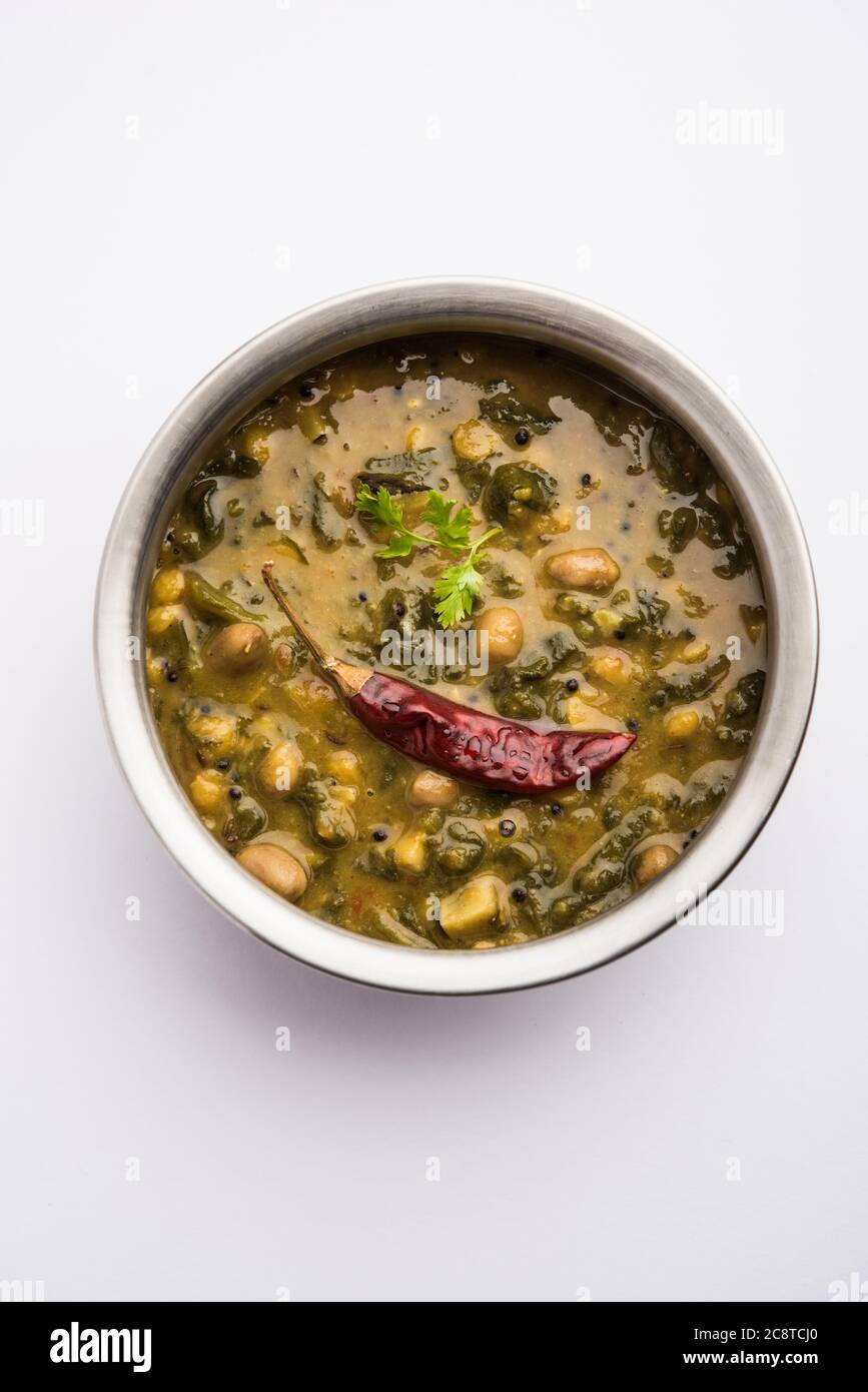 Healthy Dal Palak or yellow Toor Spinach Daal recipe also known as