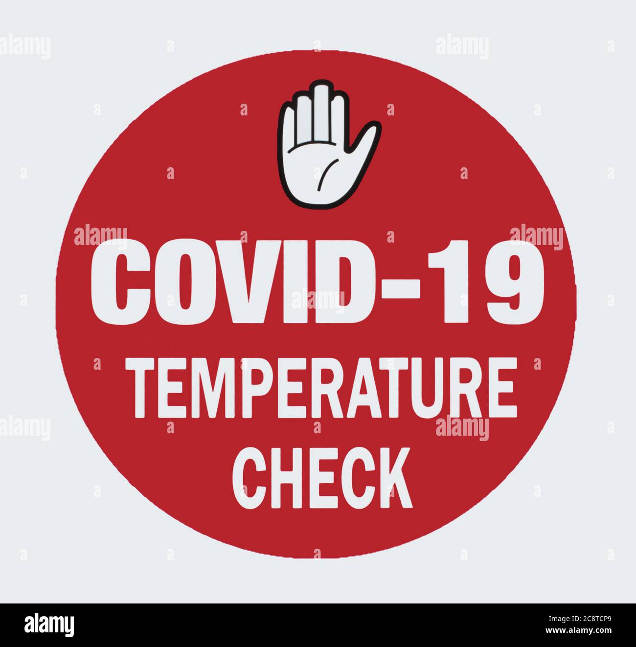 Covid19 Temperature check sign isolated on white background Stock