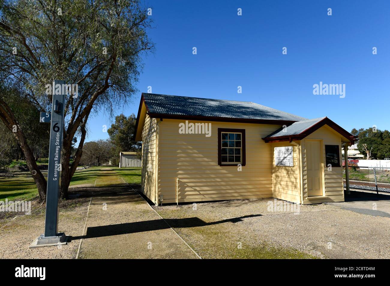 Glenrowan, Victoria. The Glenrowan Station building where the bushranger and outlaw Ned Kelly, wounded by gunshots, was treated. Stock Photo