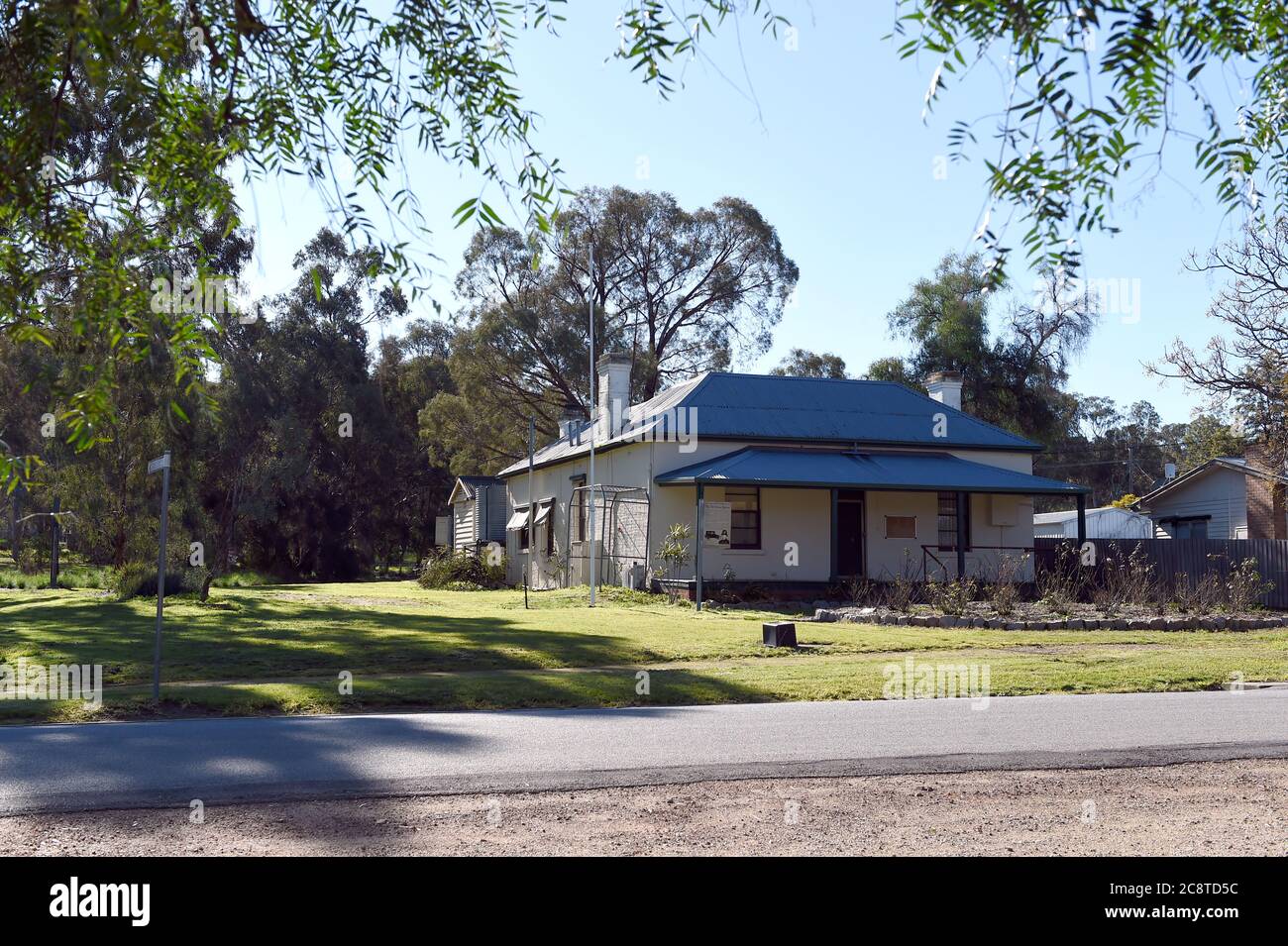 Glenrowan, Victoria. Historical buildings, The Old Police Station and Lock Up. Stock Photo