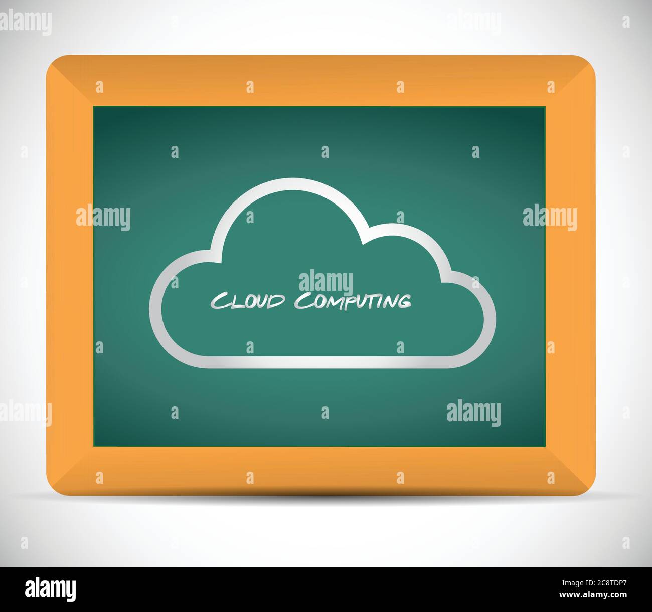 Cloud computing illustration on a blackboard. graphic design Stock Vector
