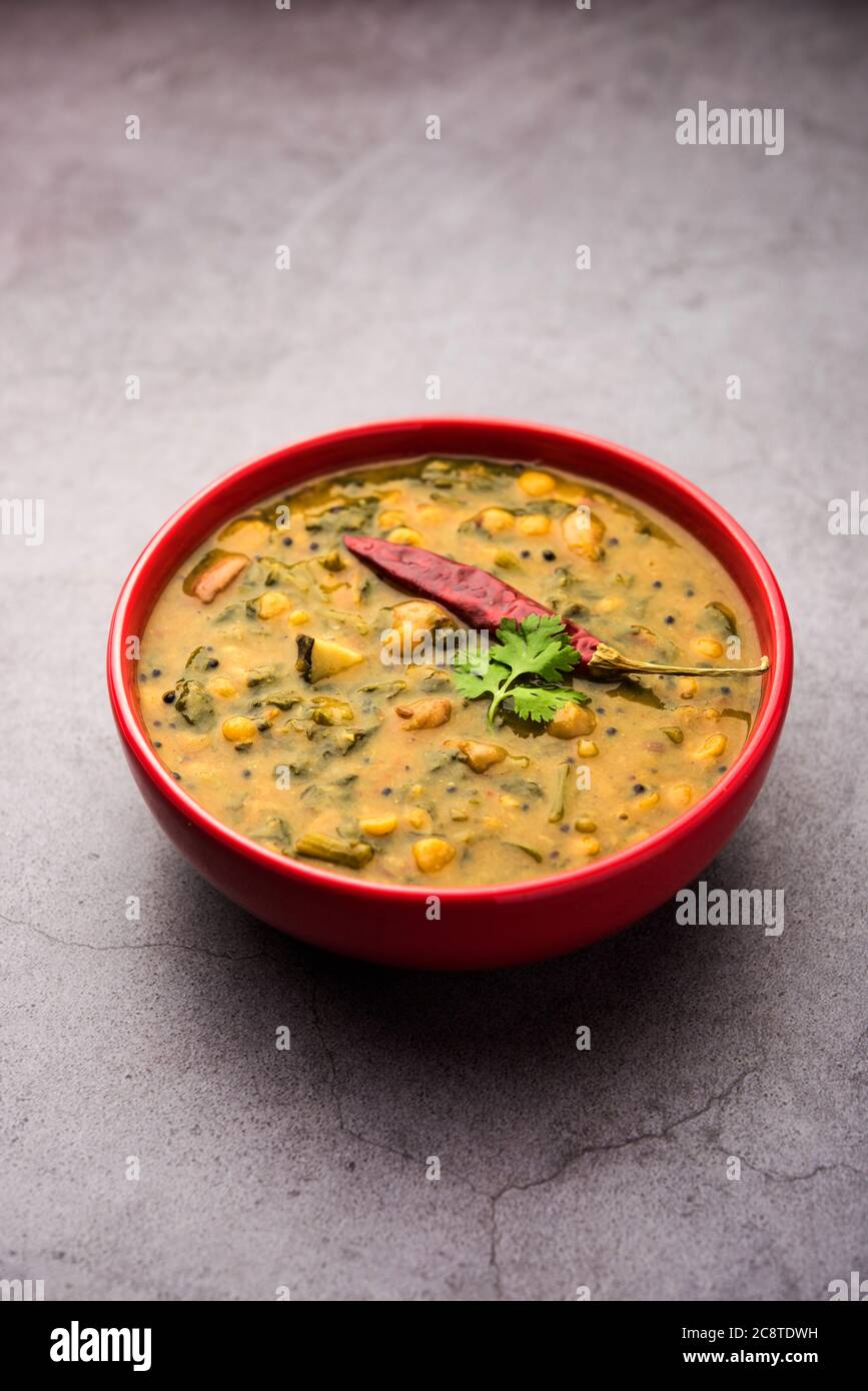 Healthy Dal Palak or yellow Toor Spinach Daal recipe also known as