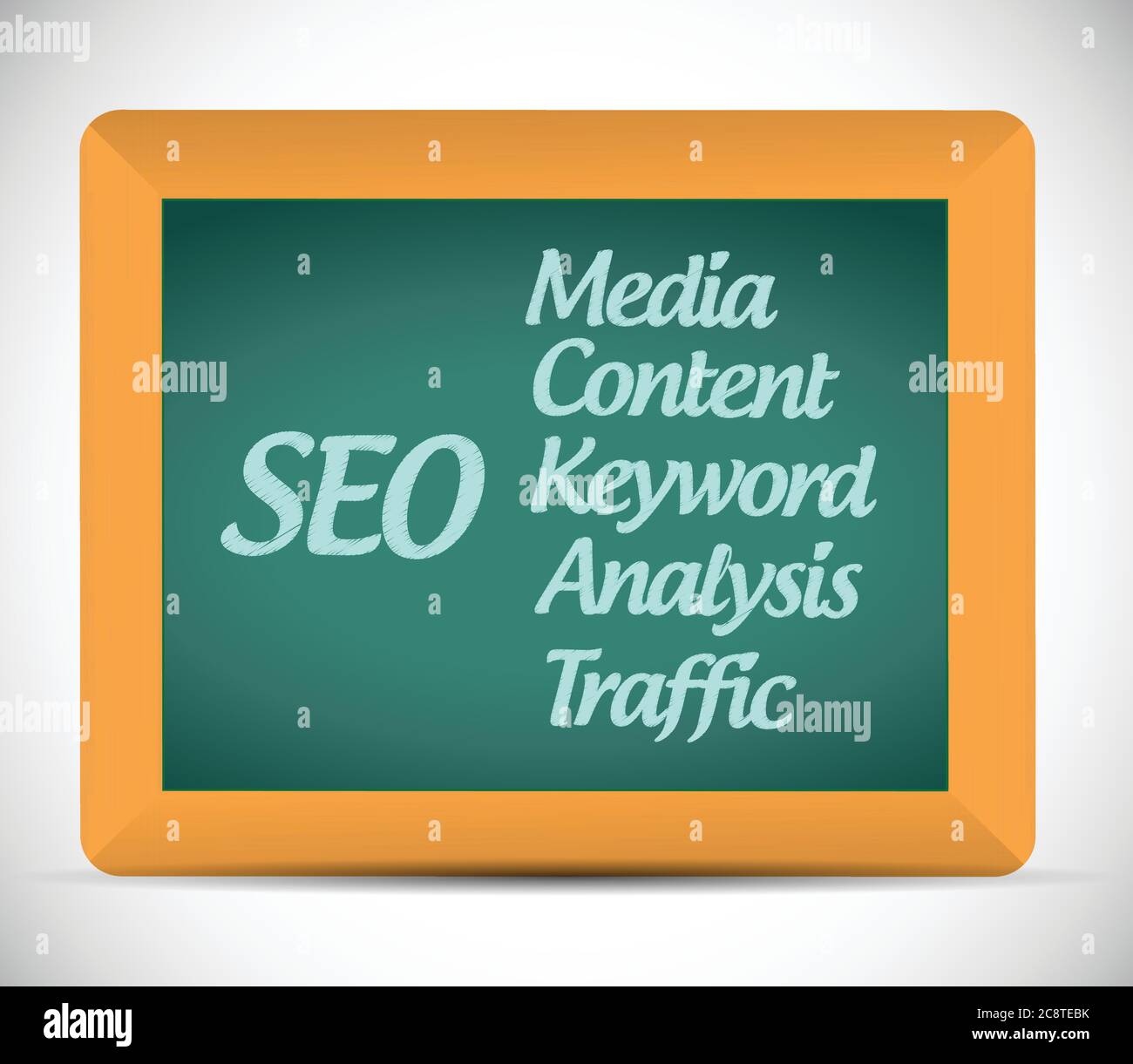 Seo words and guide illustration design over a chalkboard Stock Vector