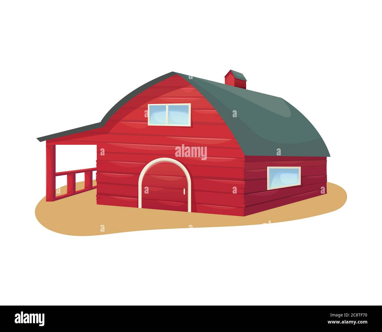 Traditional American red wooden barn. Farm. Agriculture, farming Stock