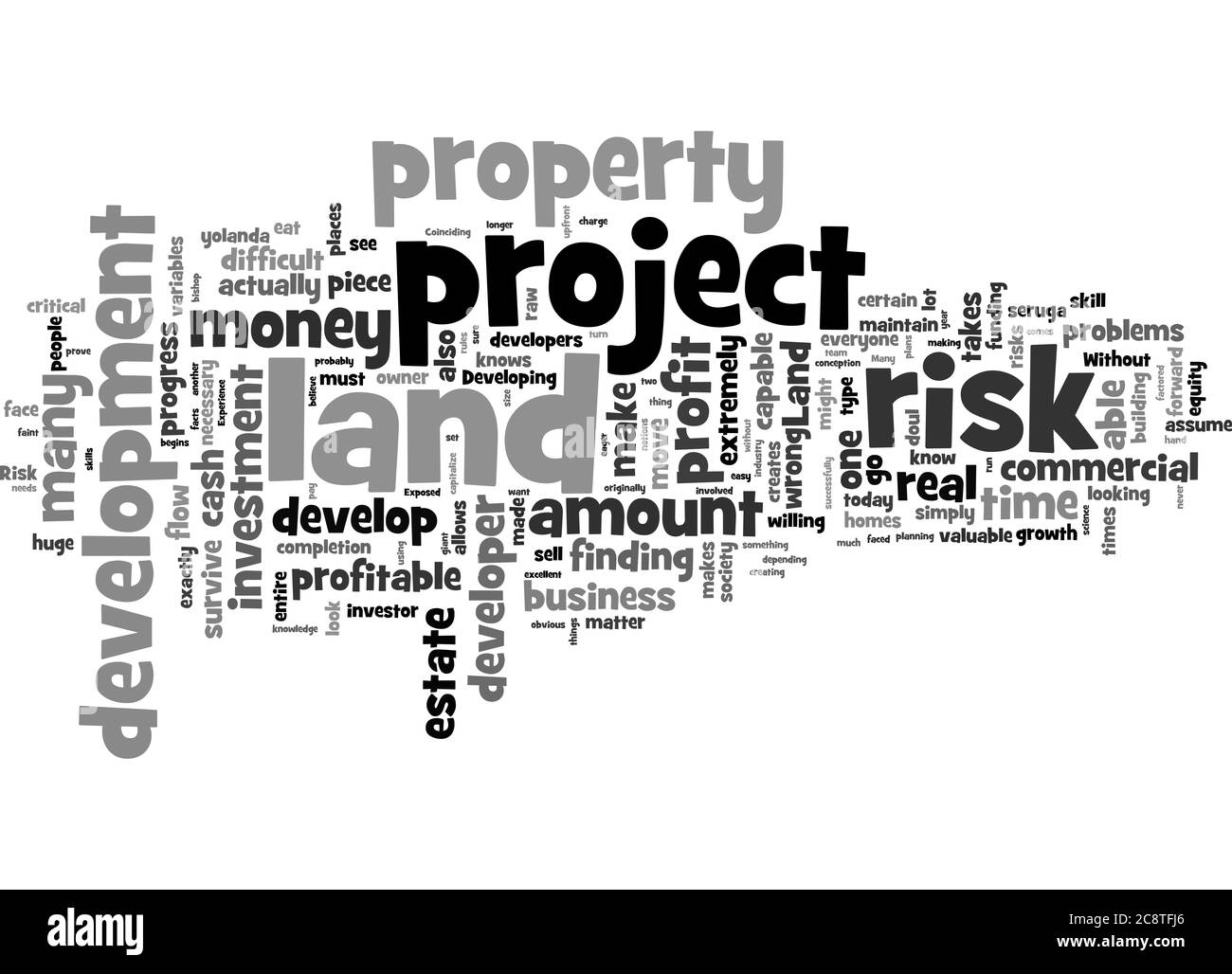 Word Cloud Summary Of The Risk Exposed In Land Development Article Stock Photo Alamy