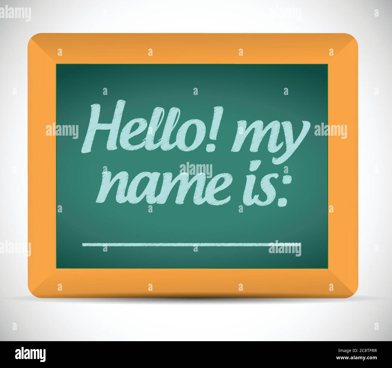 Hello my name is message on a chalkboard. illustration design over a white background Stock Vector