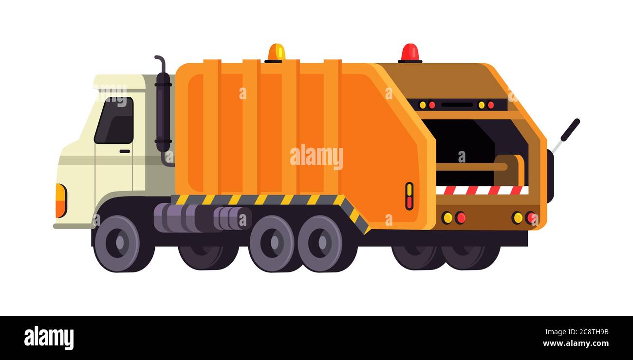 Garbage truck, dumper flat vector illustration Stock Vector