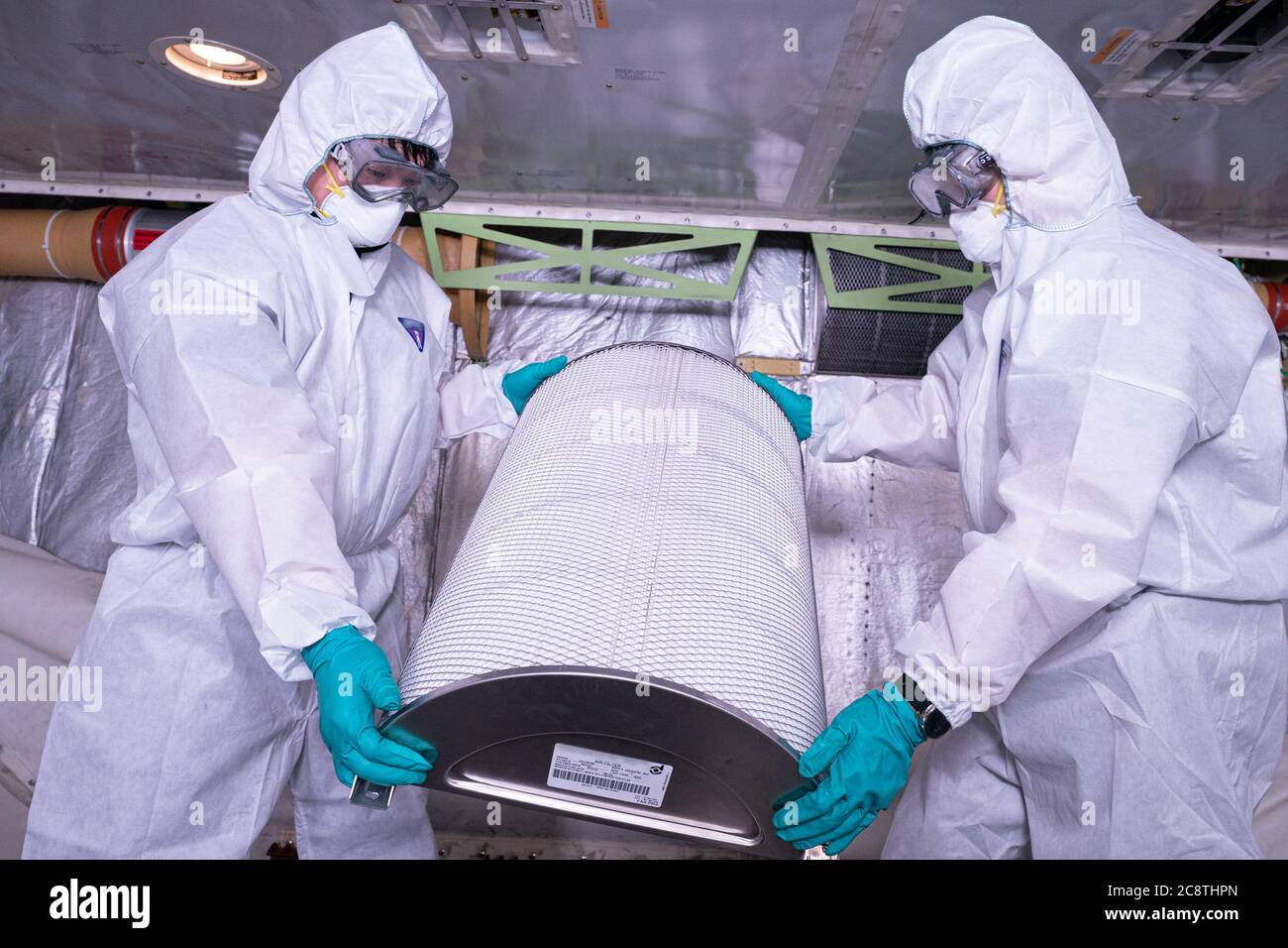 27th July 2020. Korean Air checks HEPA filters Engineers replace
