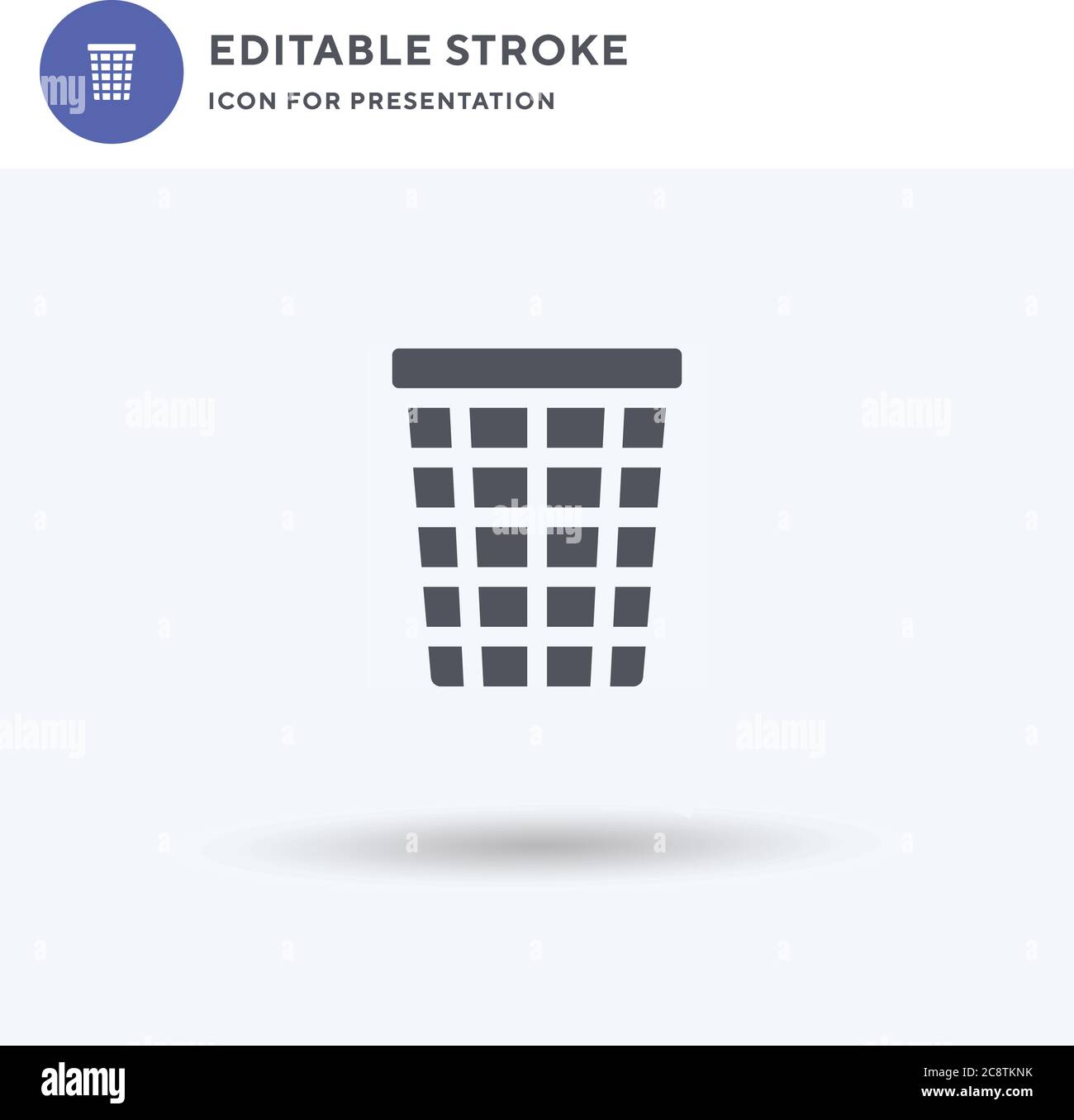 Bin icon vector, filled flat sign, solid pictogram isolated on white, logo illustration. Bin icon for presentation. Stock Vector