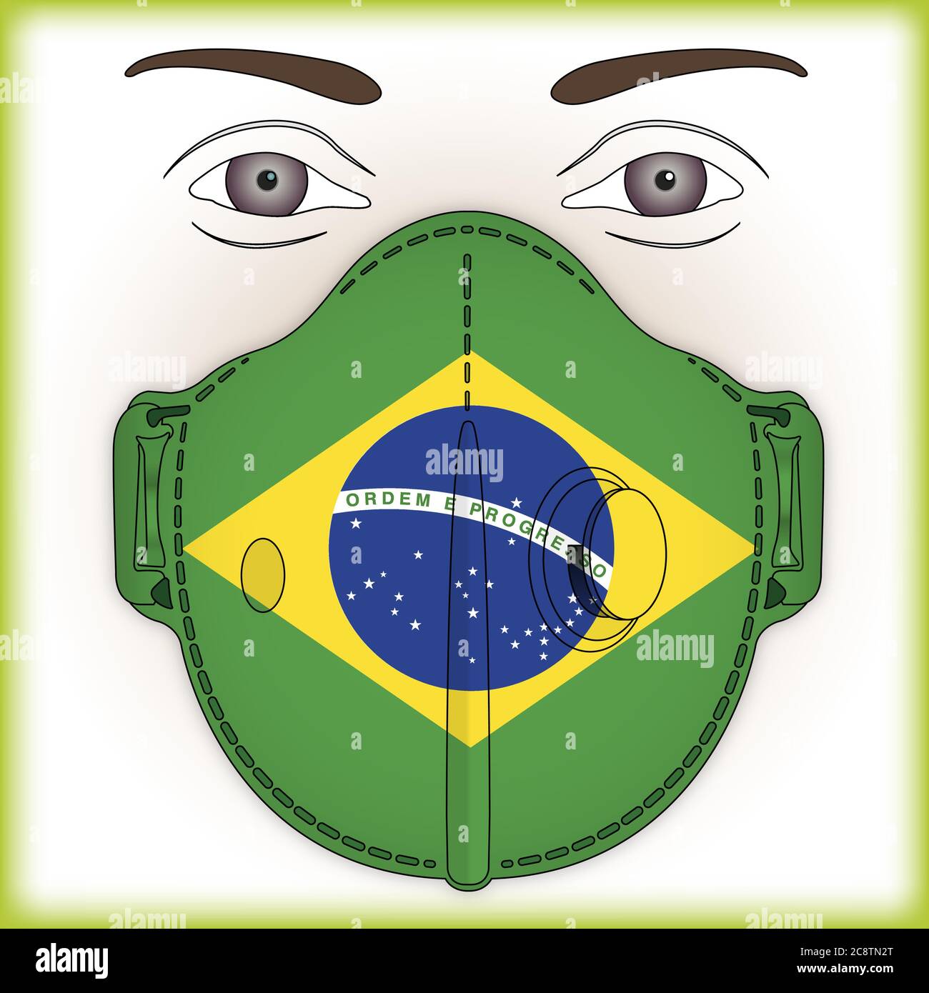 Antiviral mask for anti virus protection with Brazil flag, vector illustration Stock Vector