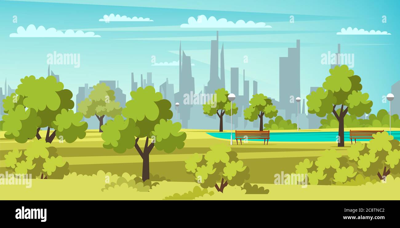 Park area flat vector illustration Stock Vector Image & Art Alamy