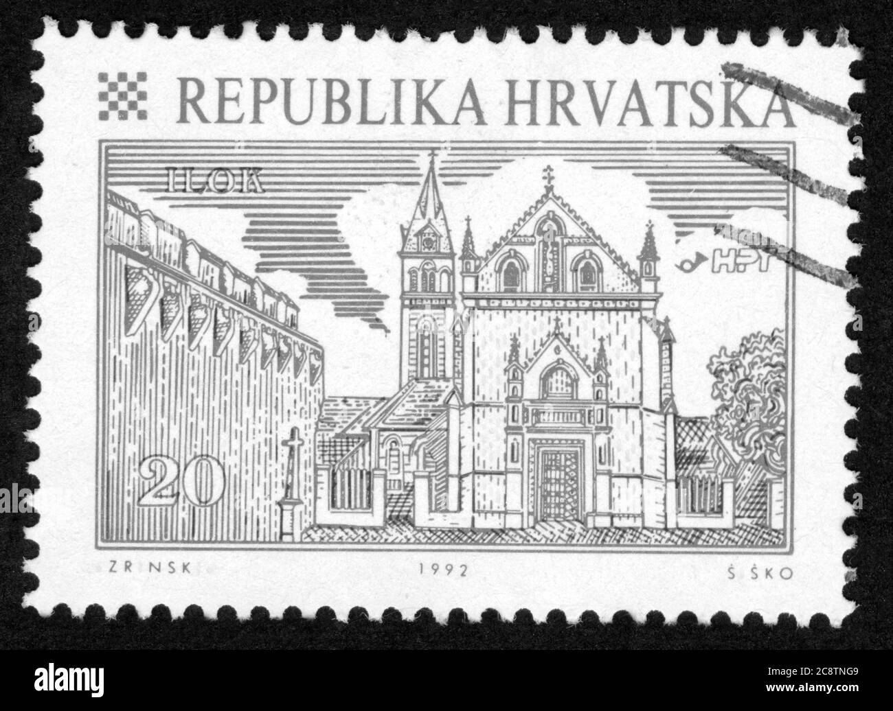 Stamp print in Croatia,architecture Stock Photo