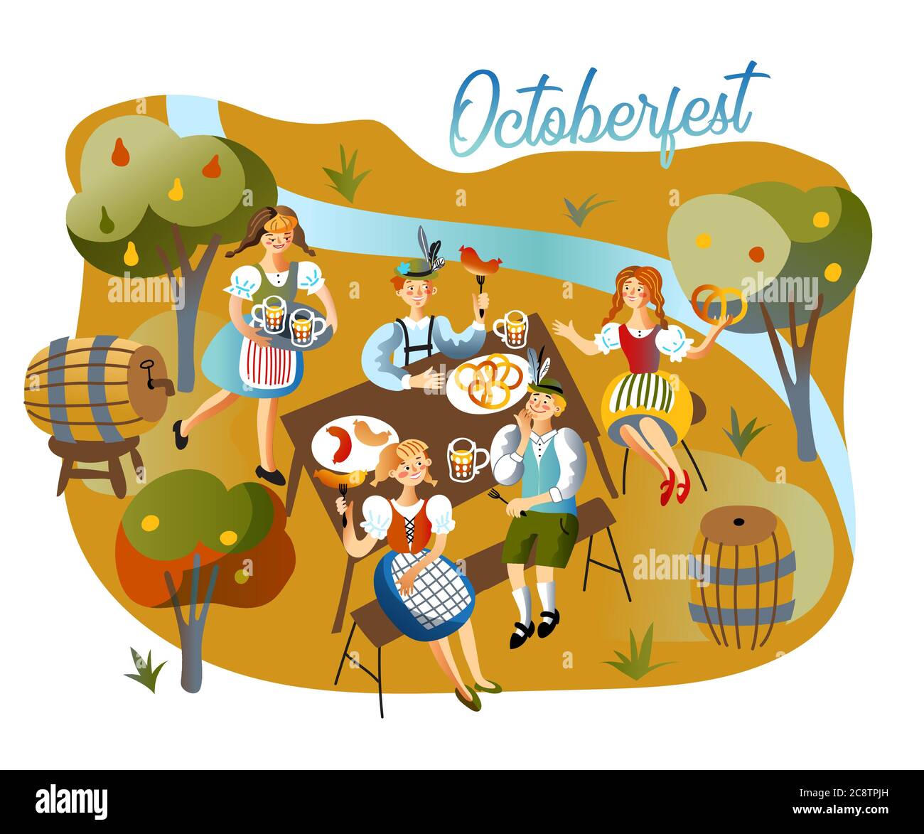 Oktoberfest celebration flat vector illustration Stock Vector Image ...