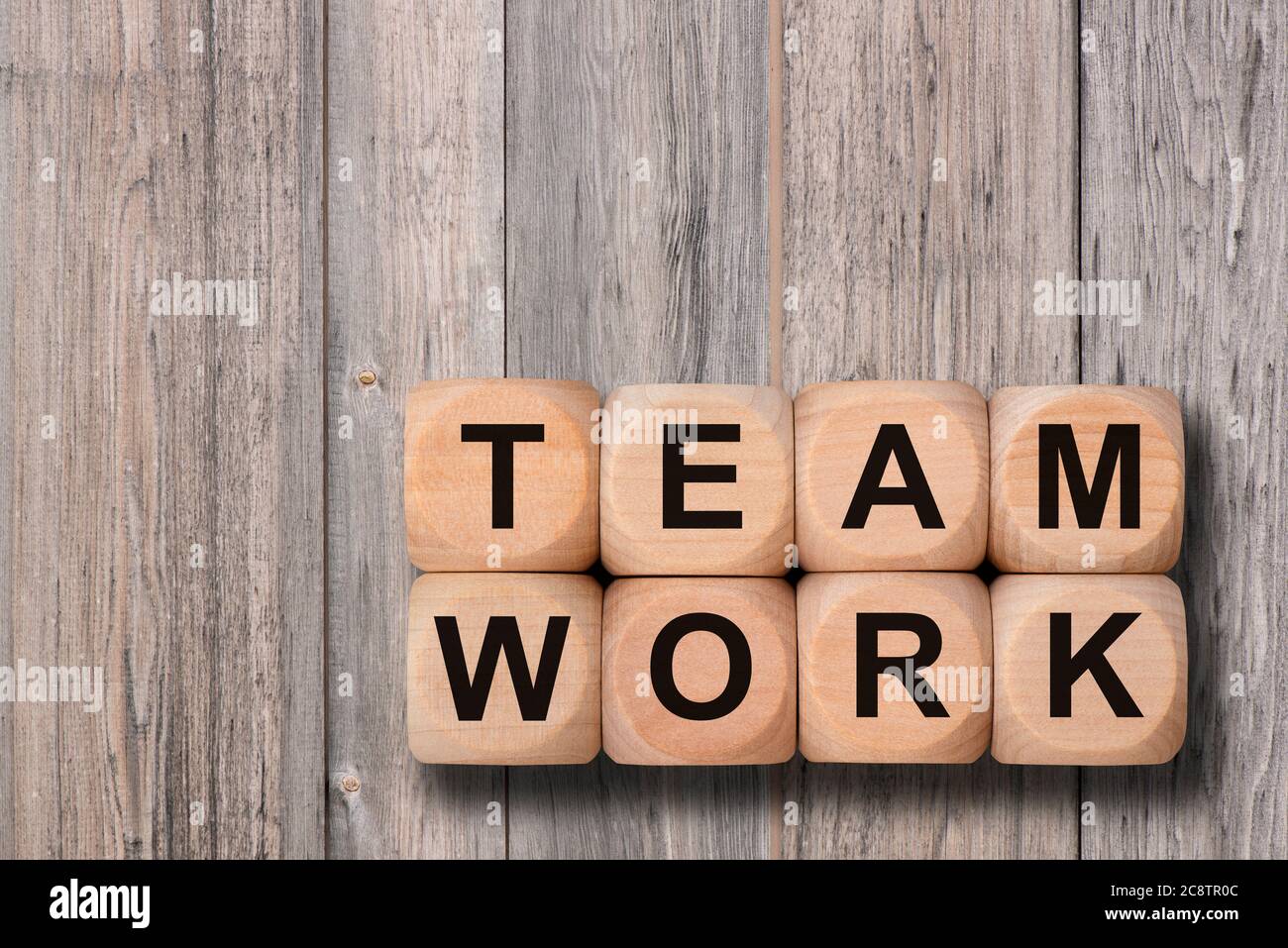 team work printed on wooden cubes Stock Photo