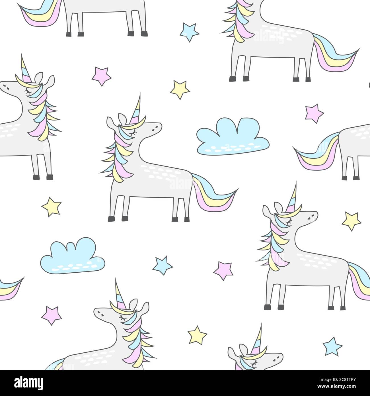 Childish seamless pattern with cute unicorn. Creative texture for fabric, textile Stock Vector