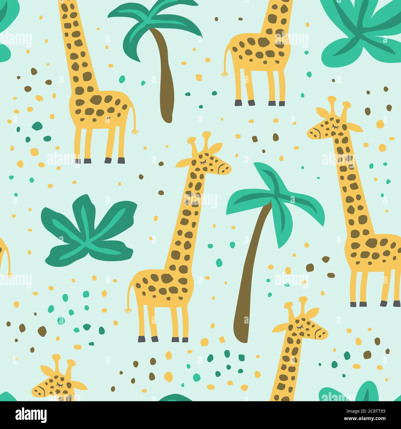 Childish seamless pattern with cute giraffe. Creative texture for fabric, textile Stock Vector