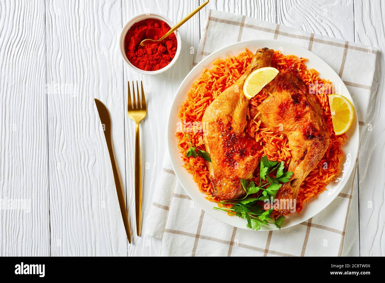 South indian cuisine tomato rice cooked of basmati, red chili powder
