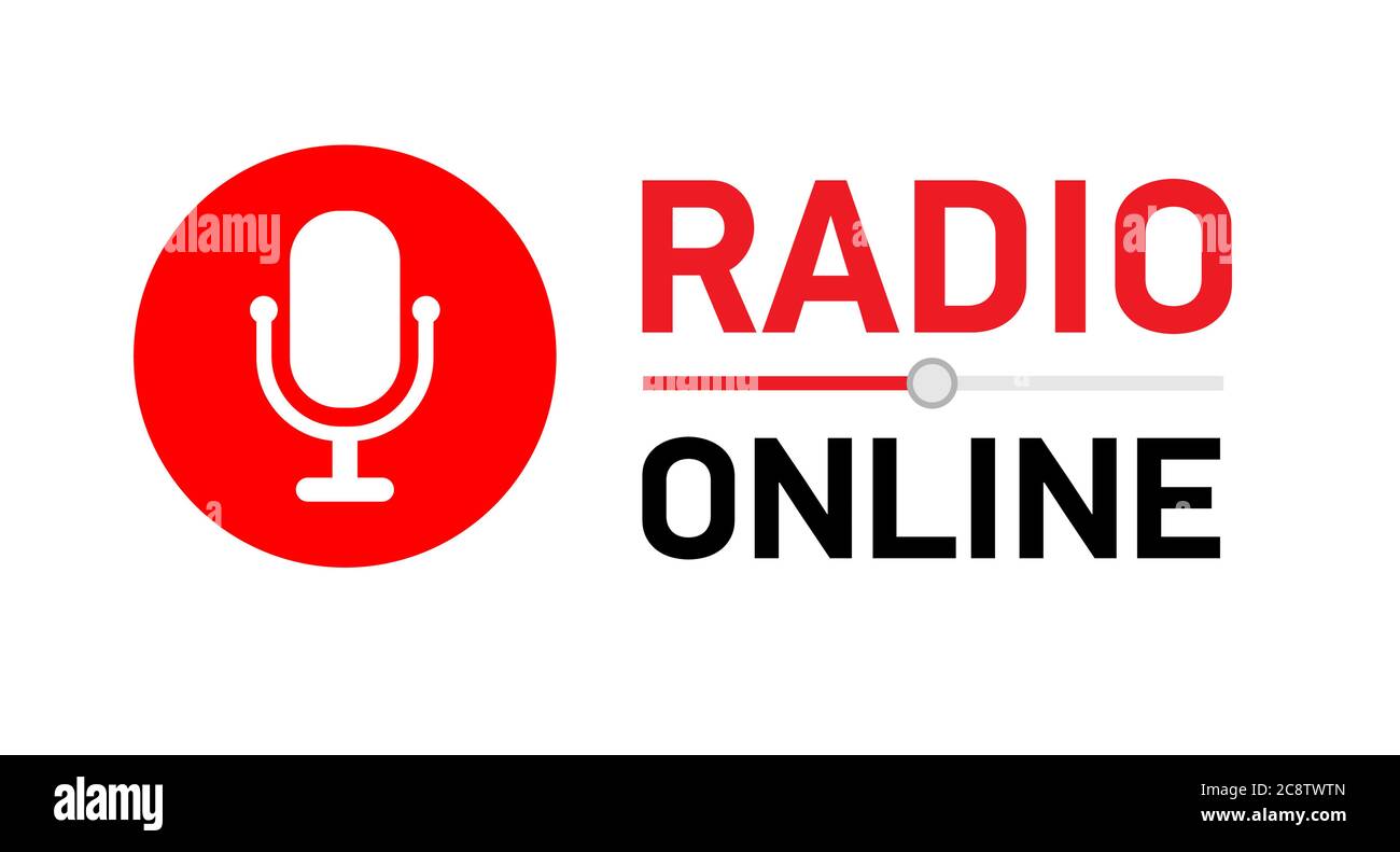 Design logo Online radio or color icon. vector sign circle with microphone. Stock Vector