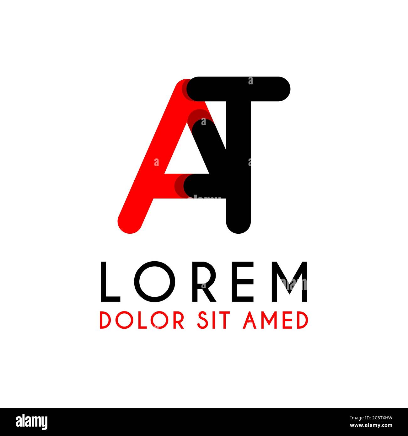 initial Letter TA with red Black and has rounded corners Stock Vector