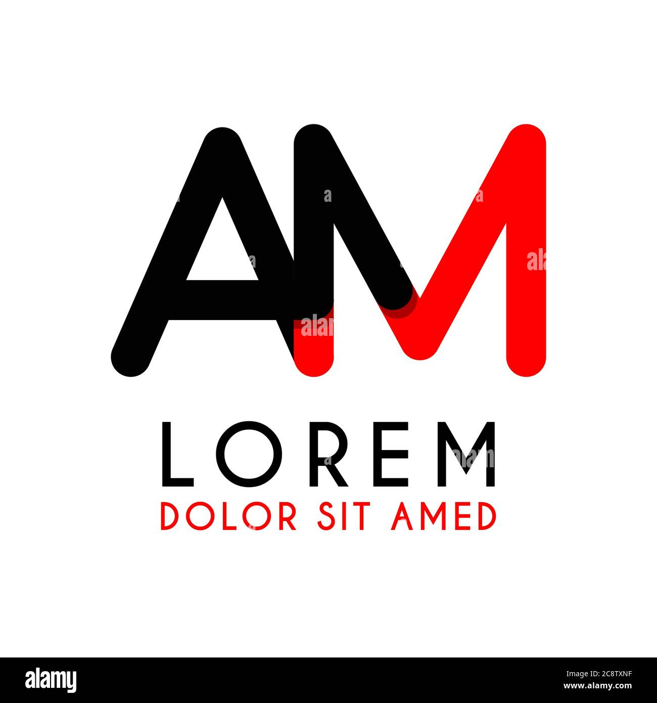 initial Letter MA with red Black and has rounded corners Stock Vector