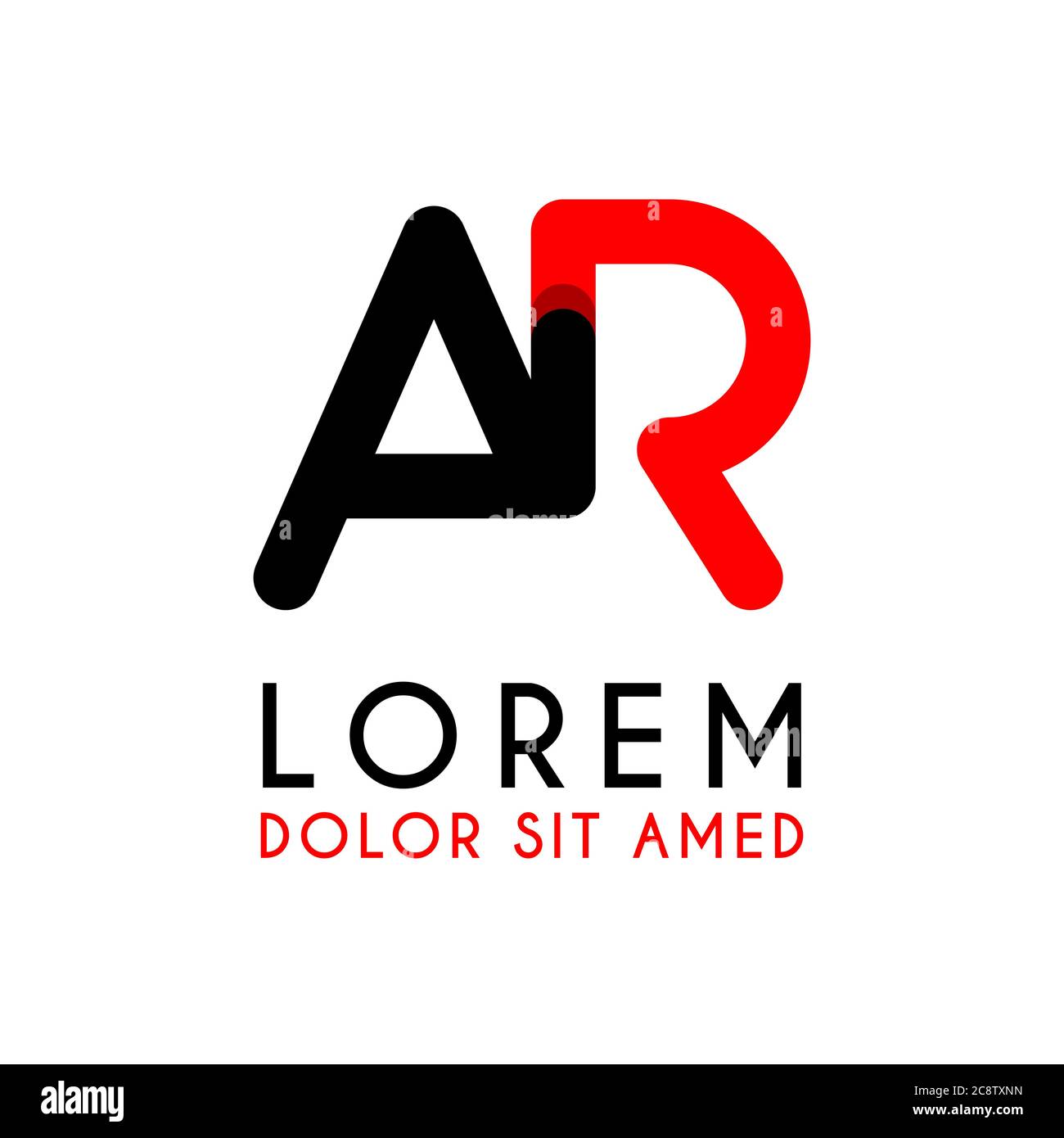 initial Letter RA with red Black and has rounded corners Stock Vector