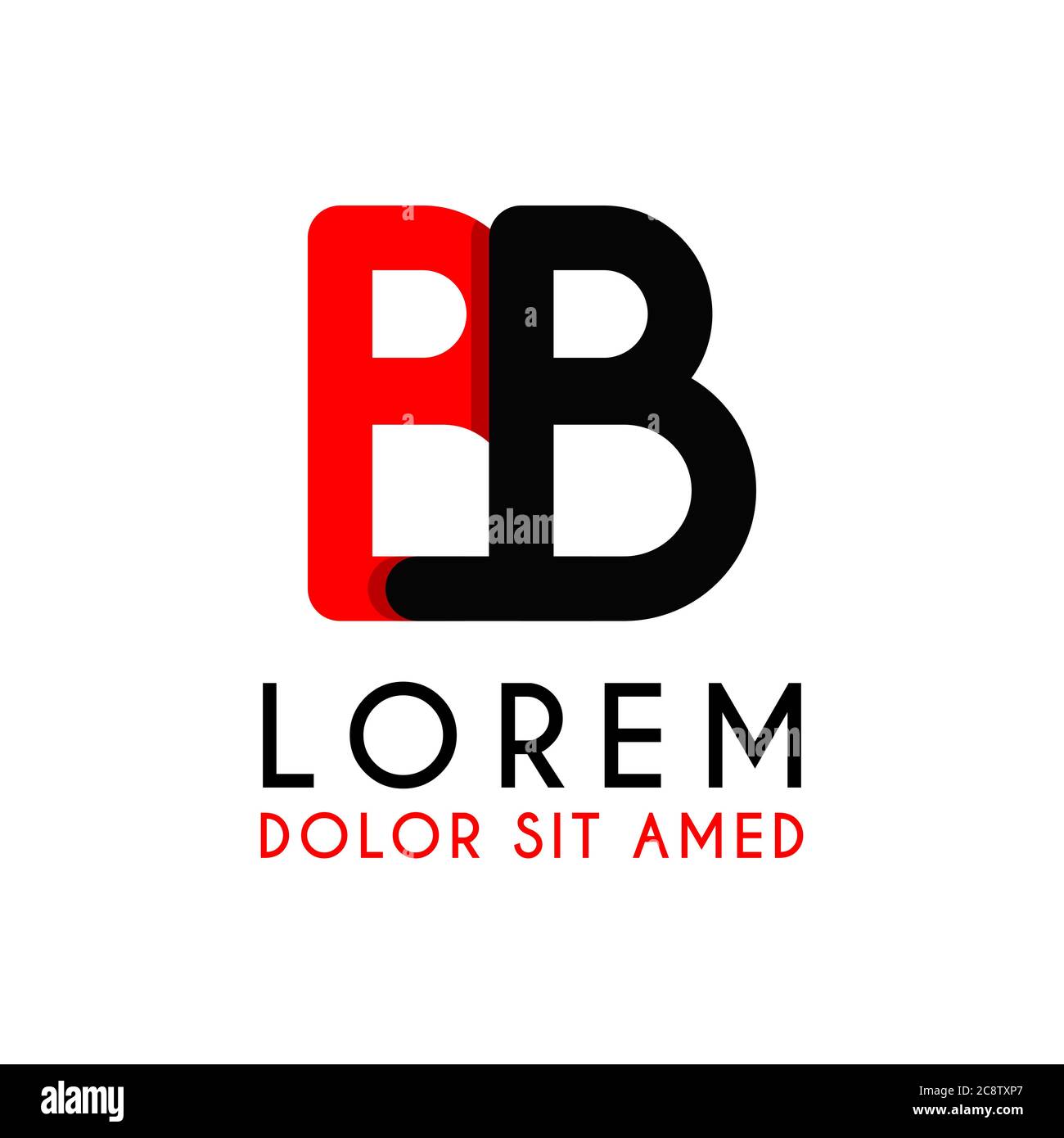 initial Letter BB with red Black and has rounded corners Stock Vector