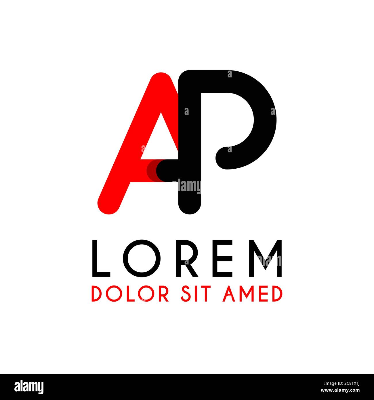 initial-letter-pa-with-red-black-and-has-rounded-corners-stock-vector