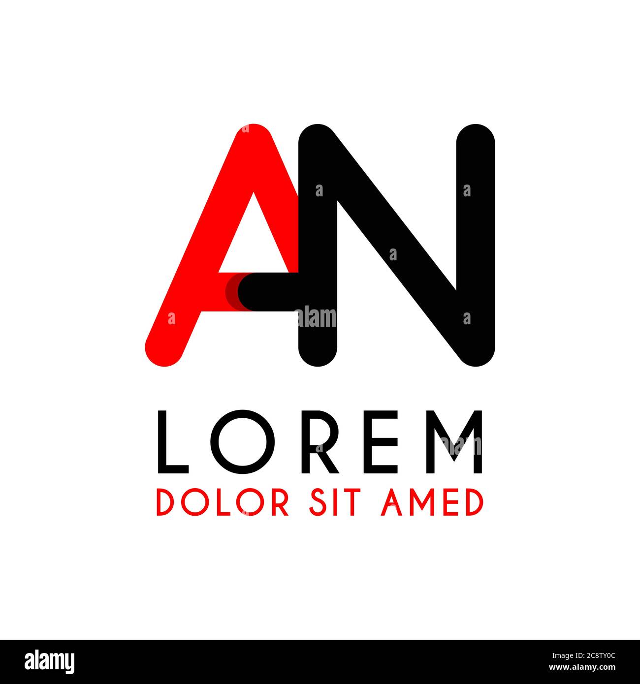 initial Letter NA with red Black and has rounded corners Stock Vector