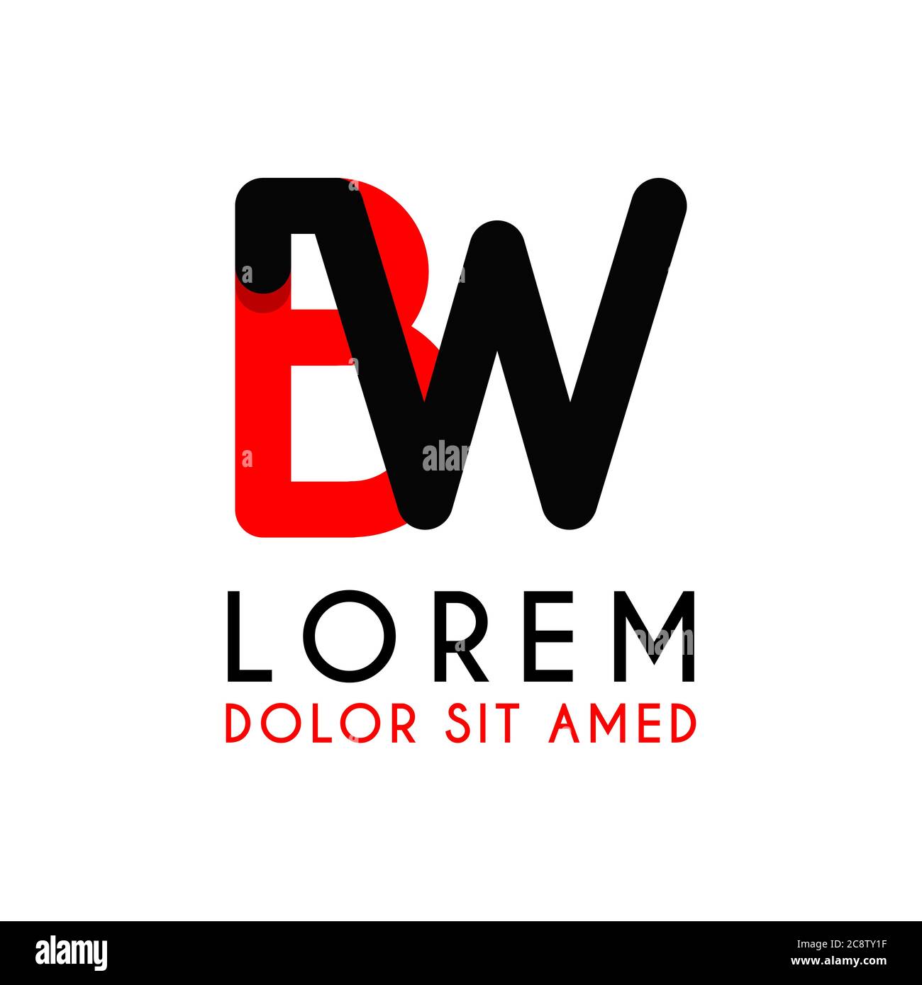 initial Letter WB with red Black and has rounded corners Stock Vector