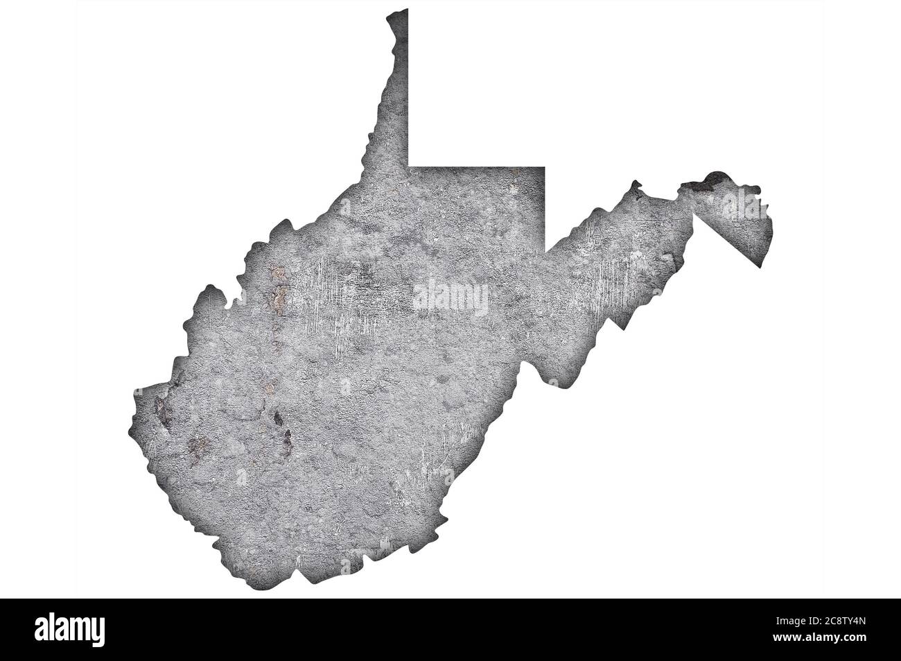 Map of West Virginia on weathered concrete Stock Photo