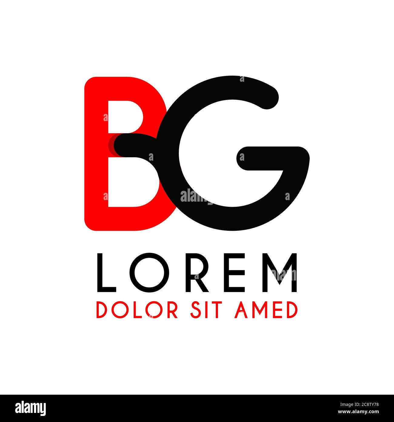 initial Letter GB with red Black and has rounded corners Stock Vector