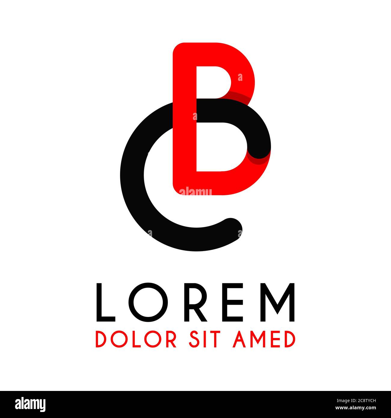 initial Letter CB with red Black and has rounded corners Stock Vector