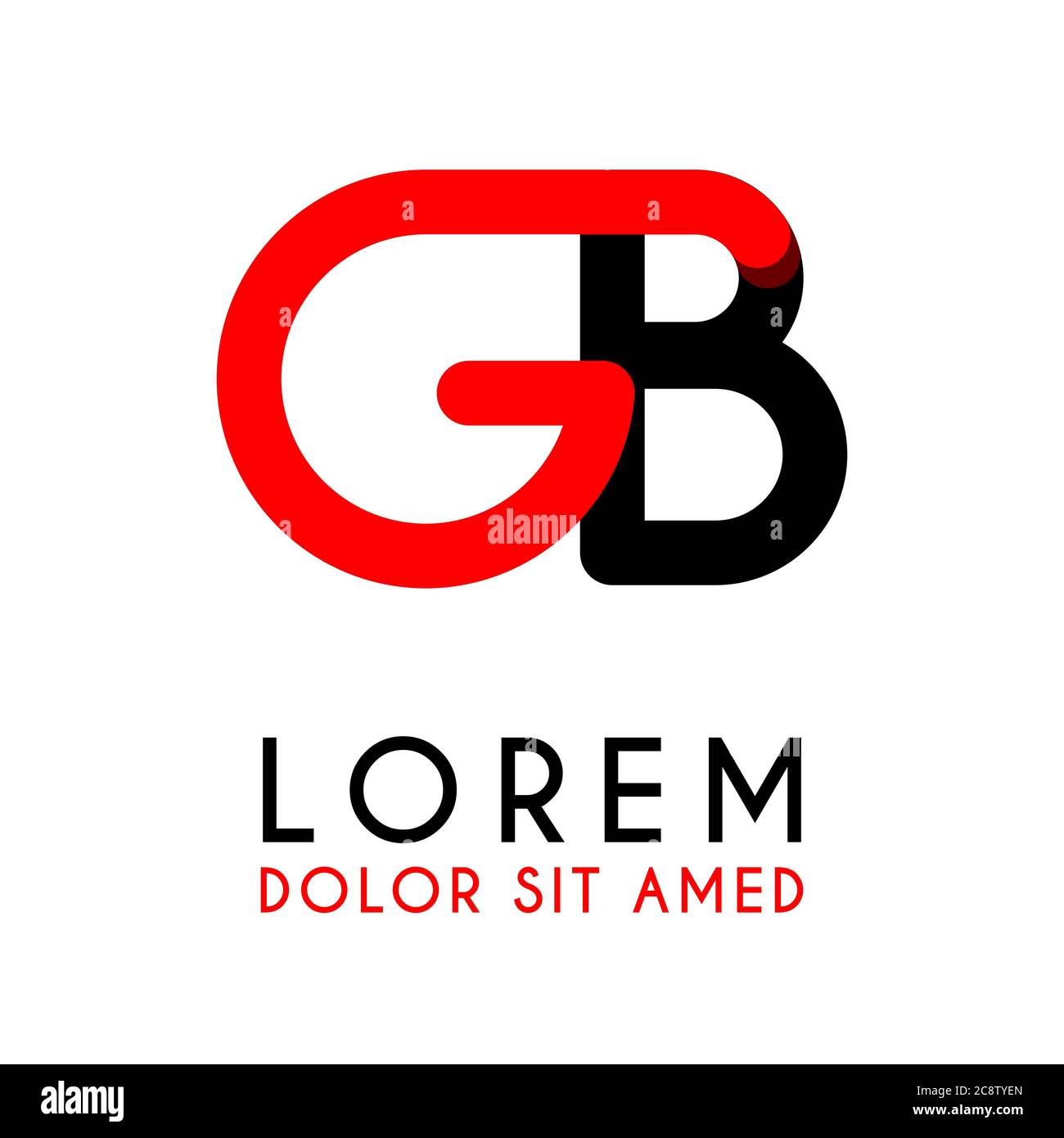 initial Letter GB with red Black and has rounded corners Stock Vector