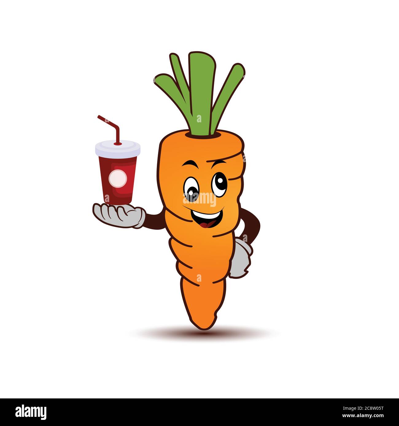 Carrot Cartoon Character With A Fresh Drink A White Background Design Carrot Cartoon Character With A Fresh Drink A White Background Design Template Vector 2C8W05T