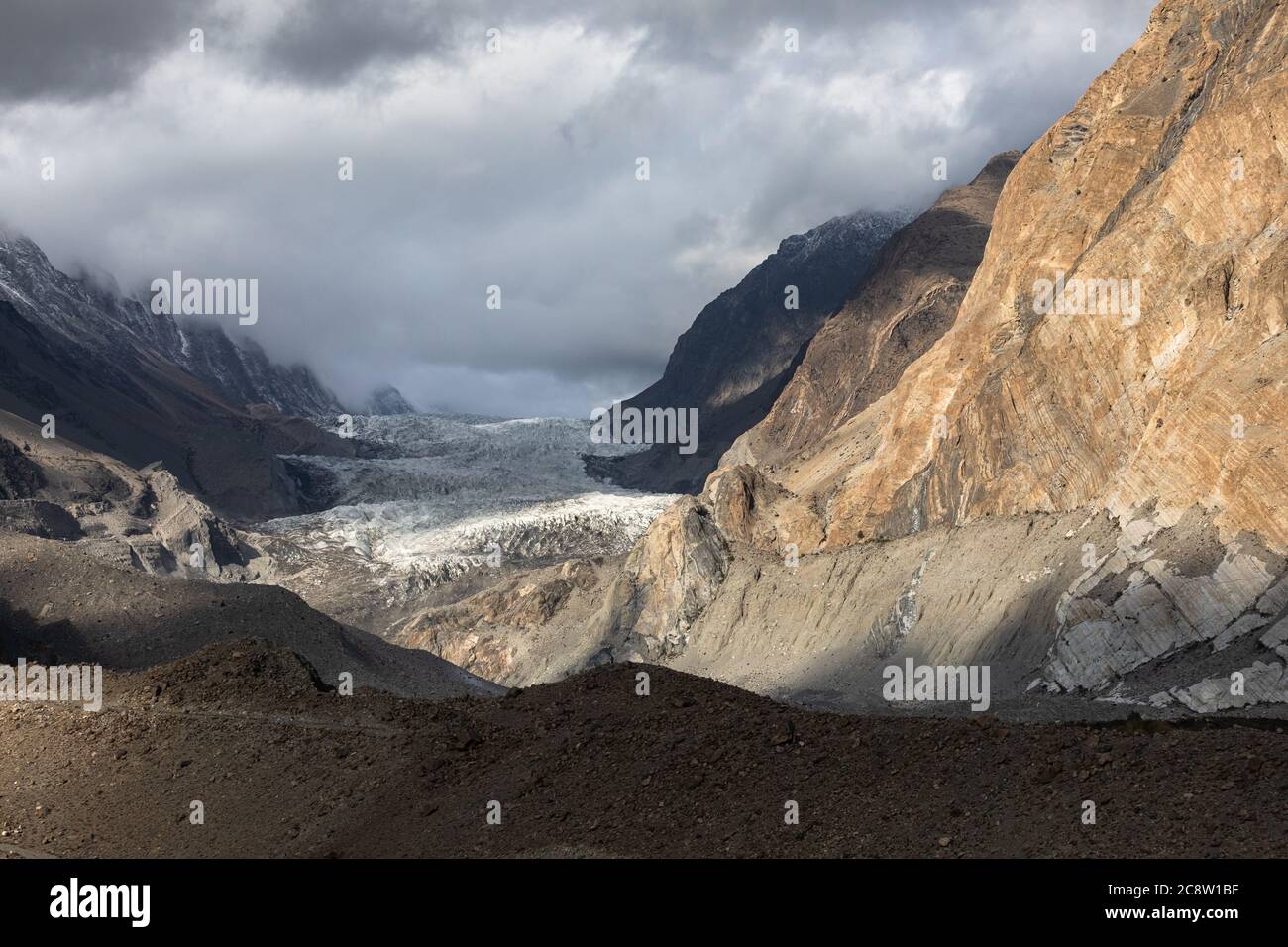 Glacier view Hunza river valley Northern Pakistan  Stock Photo