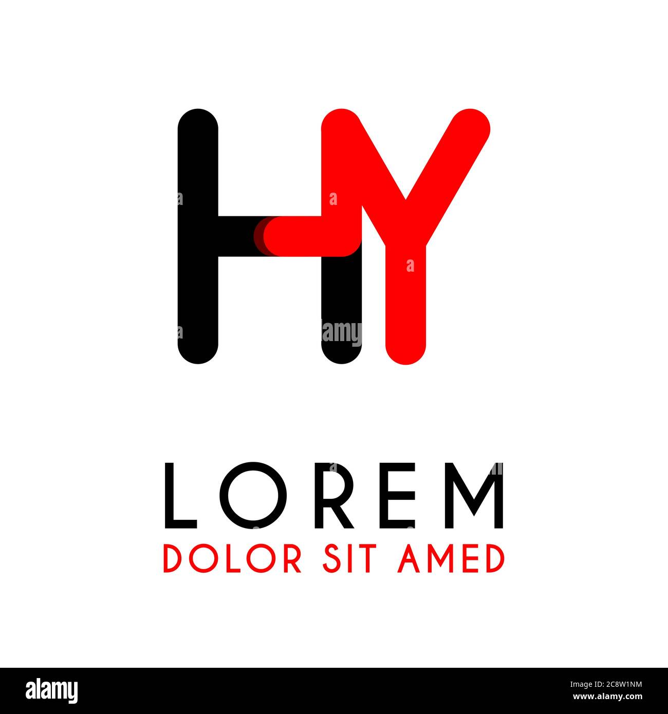 initial Letter HY with red Black and has rounded corners Stock Vector ...